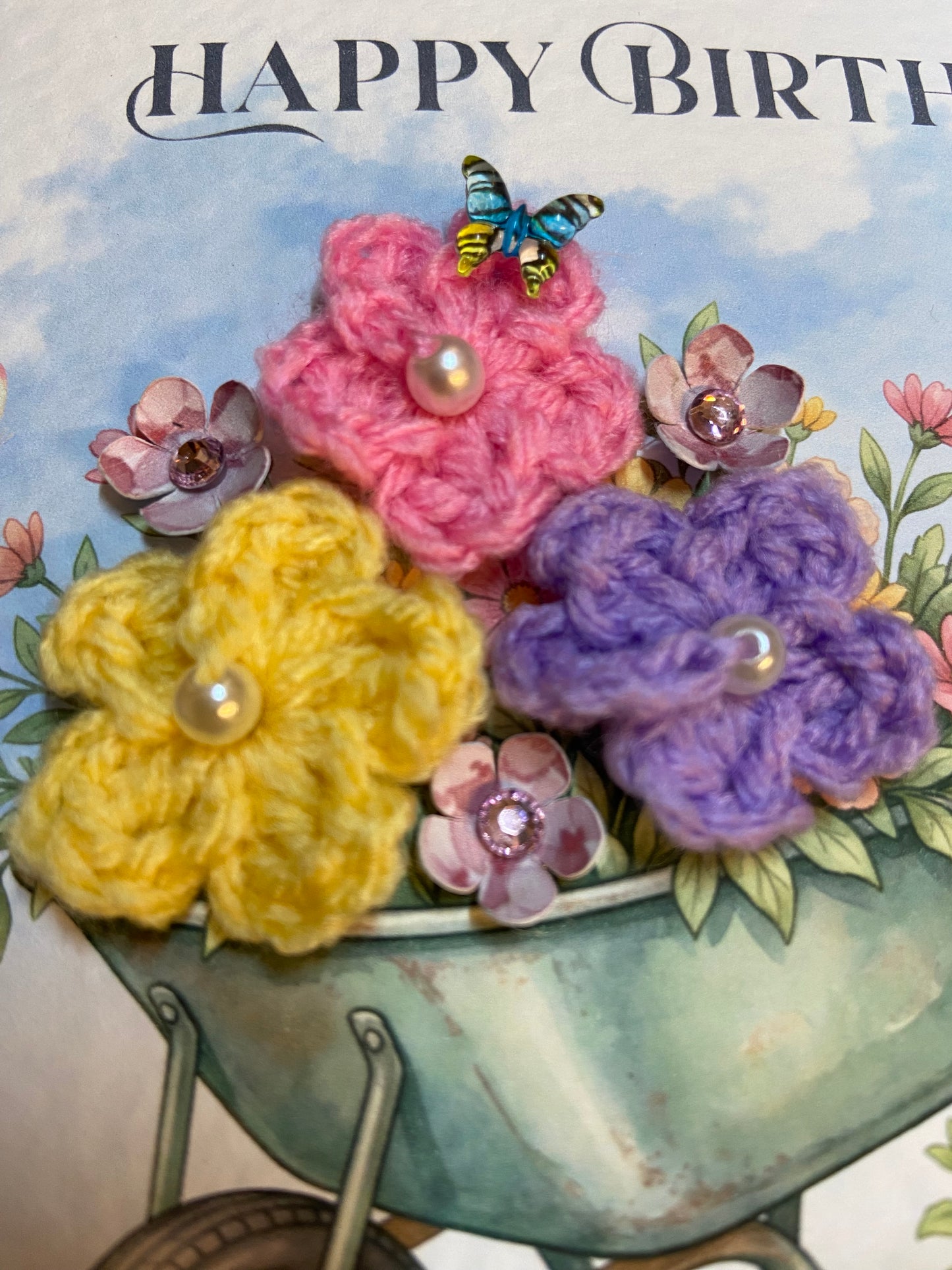 Handmade Crochet Birthday Card for Her