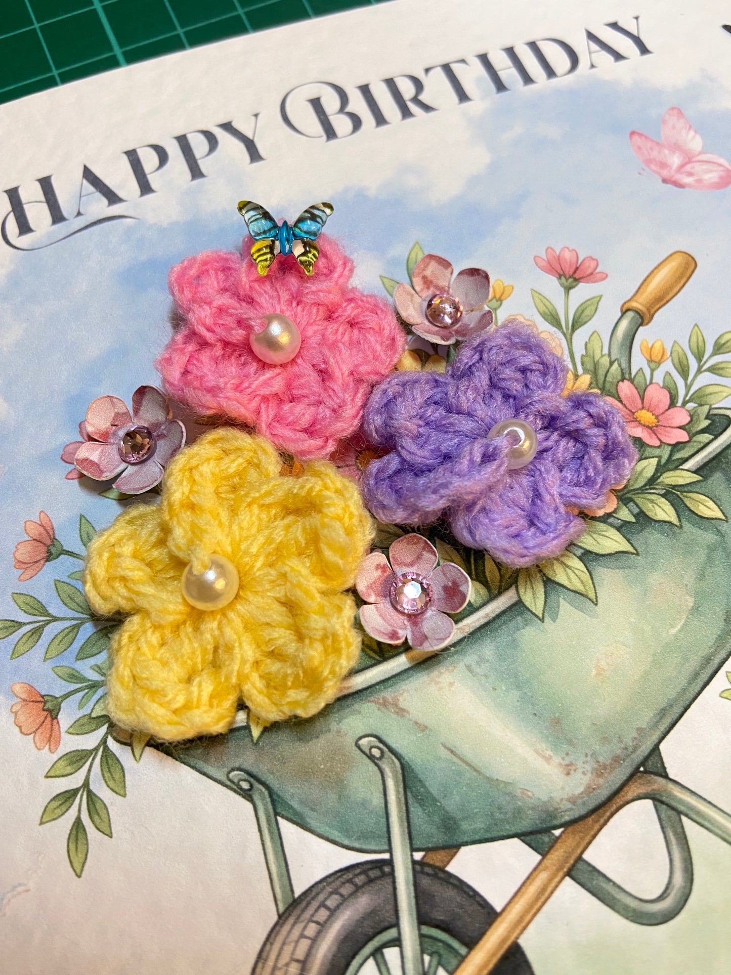 Handmade Crochet Birthday Card for Her