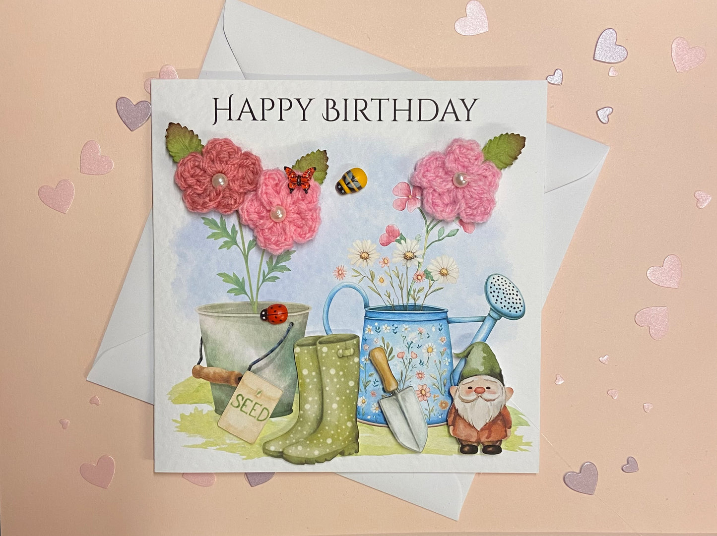 Handmade Crochet Flower Birthday Card for Mum – Unique Keepsake Birthday Card