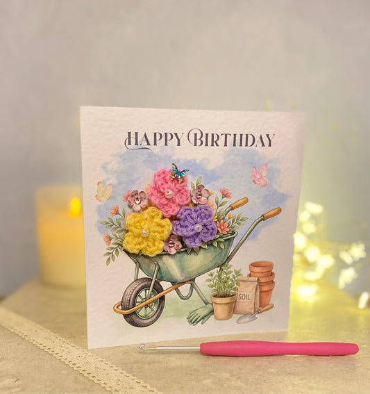Handmade Crochet Birthday Card for Her