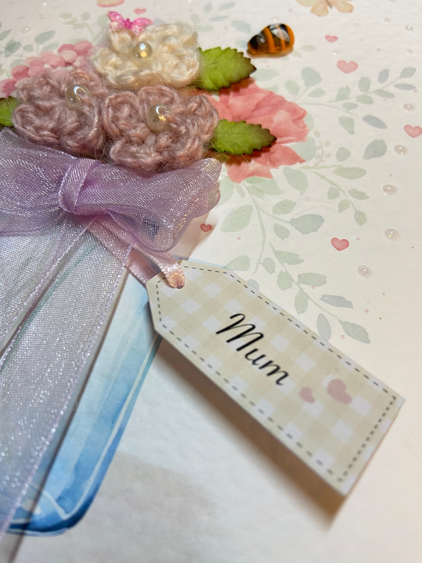 Handmade Crochet Flower Birthday Card for Mum – Unique Keepsake Birthday Card