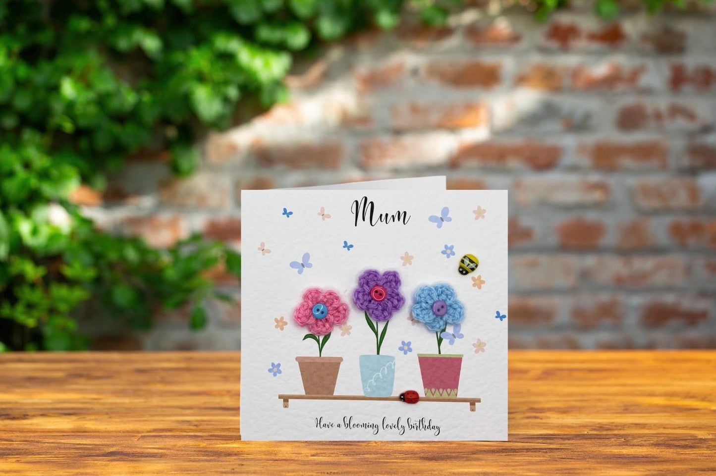 Handmade Happy Birthday Mum, Crochet Flowers, Unique Birthday Card